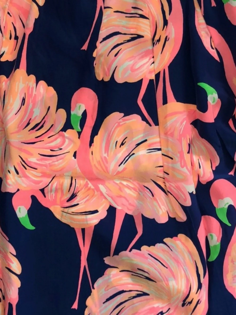 Lilly Pulitzer “Gimme Some Leg “Flamingo Print Silk Elsa Top Size MEDIUM - Picture 3 of 4